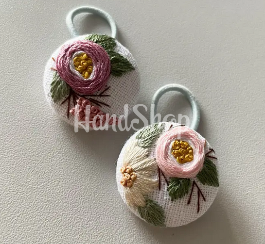 Дитячі резинки для волосся квіточки, ручна вишивка 2 шт Дитячі резинки для волосся квіточки, ручна вишивка 2 шт