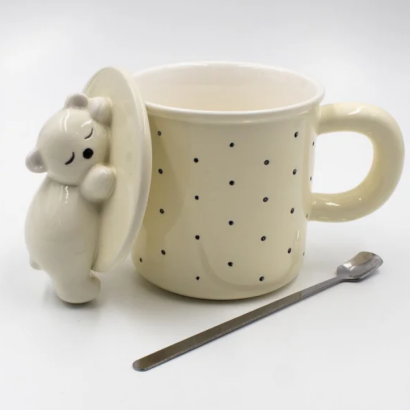 Чашка керамічна з кришкою та ложкою ведмежа (на вибір!)