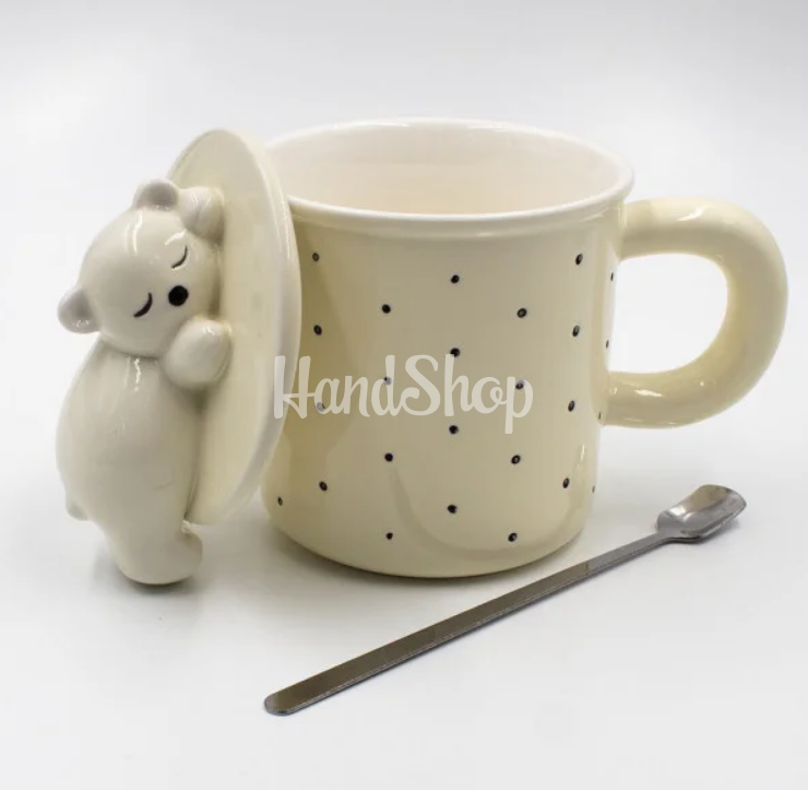 Чашка керамічна з кришкою та ложкою ведмежа (на вибір!) Чашка керамічна з кришкою та ложкою ведмежа (на вибір!)