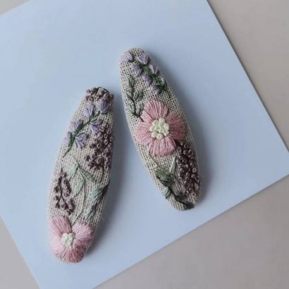 Заколки для волосся ручна вишивка квіти, пара 2 шт