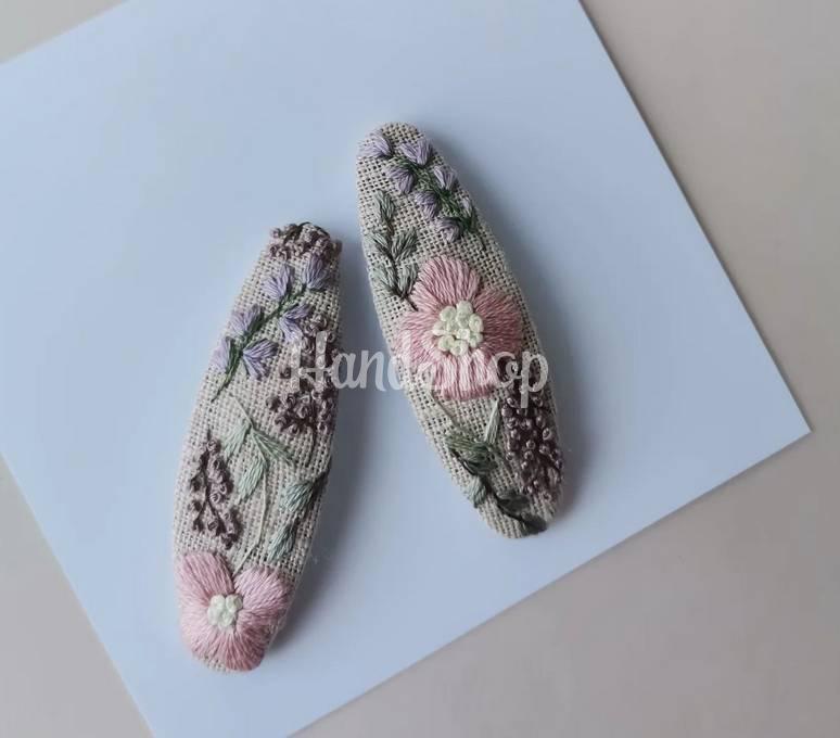 Заколки для волосся ручна вишивка квіти, пара 2 шт Заколки для волосся ручна вишивка квіти, пара 2 шт