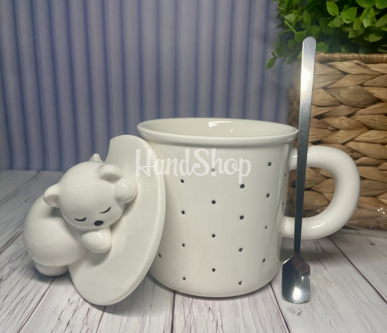 Чашка керамічна з кришкою та ложкою ведмежа (на вибір!) Чашка керамічна з кришкою та ложкою ведмежа (на вибір!)