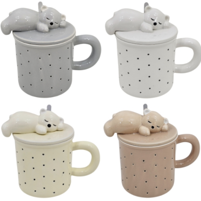 Чашка керамічна з кришкою та ложкою ведмежа (на вибір!)