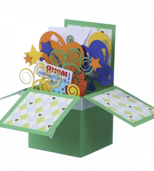 Скрапбукінг листівки коробочка чоловіча день народження