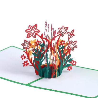 Жіноча об'ємна авторська 3d листівка з квітами букет