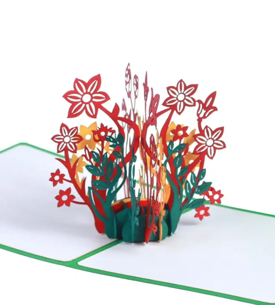 Жіноча об'ємна авторська 3d листівка з квітами букет