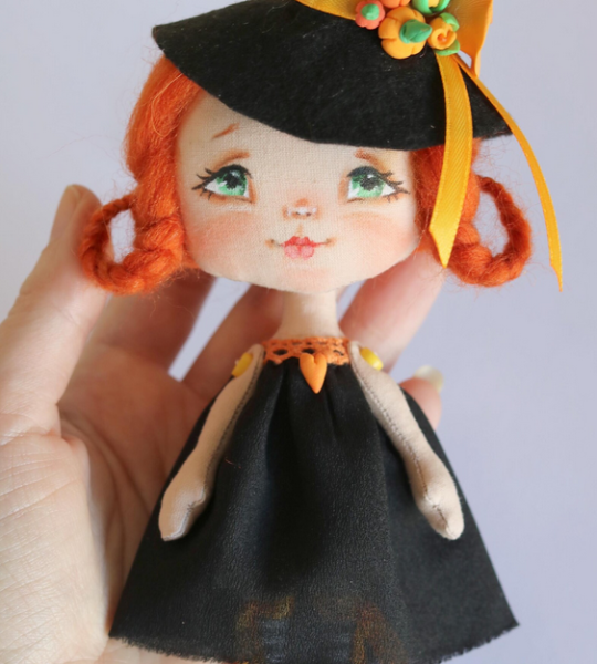 Відьмочка авторська інтер’єрна сувенірна лялька рудоволоса