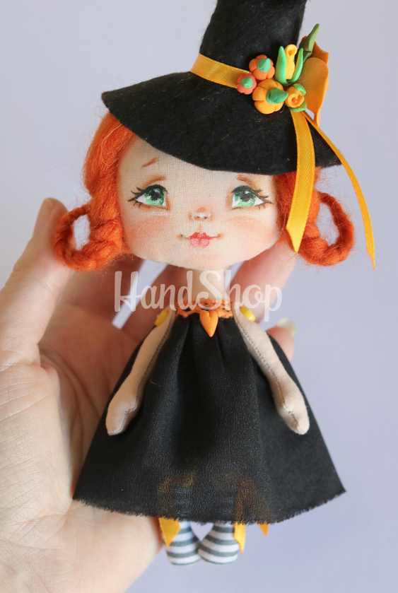 Відьмочка авторська інтер’єрна сувенірна лялька рудоволоса Відьмочка авторська інтер’єрна сувенірна лялька рудоволоса