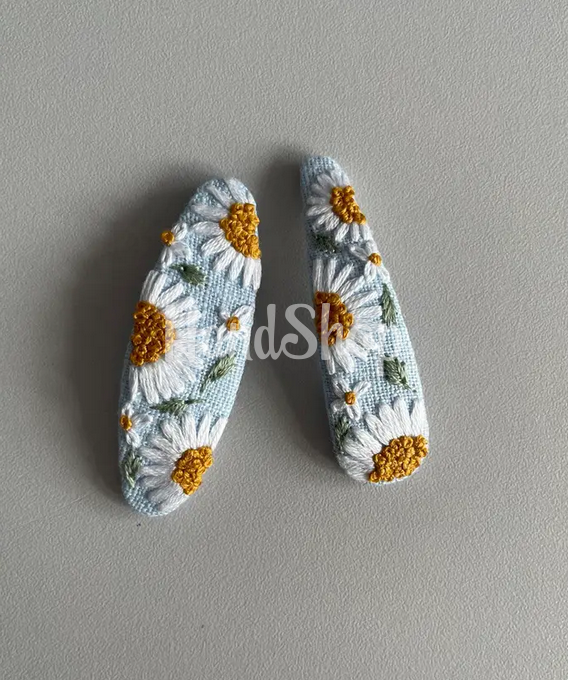 Дитячі заколки для волосся вишивка квіти ромашки, 2шт! Дитячі заколки для волосся вишивка квіти ромашки, 2шт!