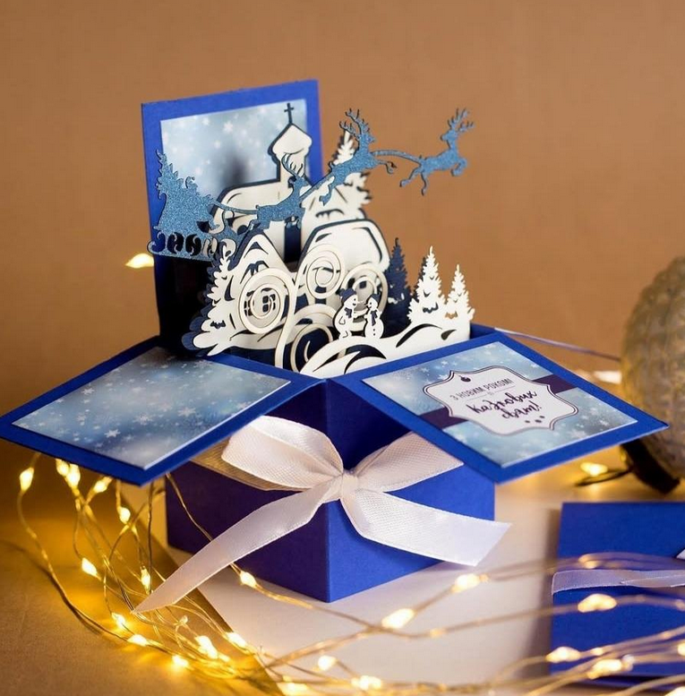 Листівка, що перетворюється на декор: авторська 3d чарівна коробочка до Різдва та Нового 2026 року