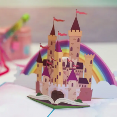 3d детская открытка сказочный замок