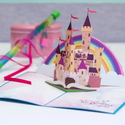 3d детская открытка сказочный замок