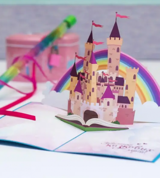 3d детская открытка сказочный замок