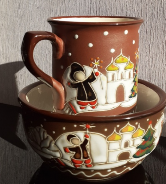 Чашка сувенірна Святий вечір 2025 ручний розпис, кераміка 300 мл