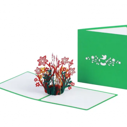 Женская объемная авторская 3d открытка с цветами