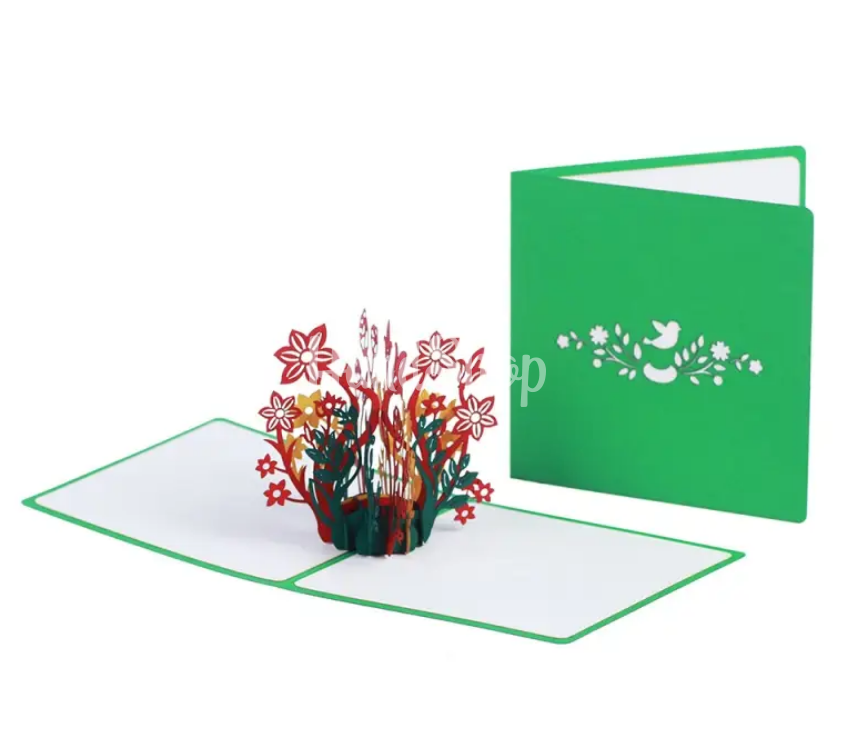 Женская объемная авторская 3d открытка с цветами Женская объемная авторская 3d открытка с цветами