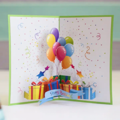 Детская 3d открытка из шариков happy birthday