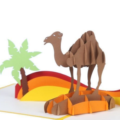 Дитяча листівка другові, хлопцеві верблюд пустеля