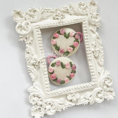 Дитячі резинки для волосся квіти рожеві троянди, 2 шт