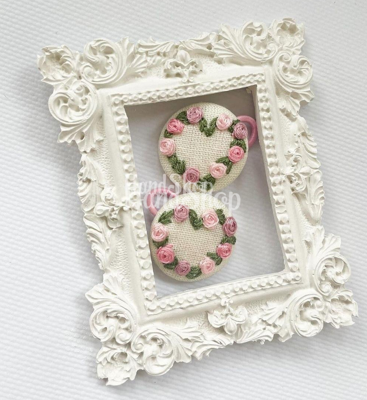 Дитячі резинки для волосся квіти рожеві троянди, 2 шт Дитячі резинки для волосся квіти рожеві троянди, 2 шт