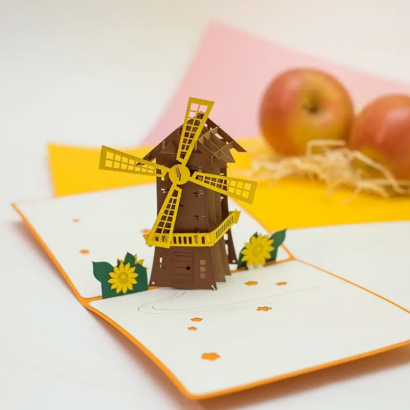 Авторская 3D открытка мельница