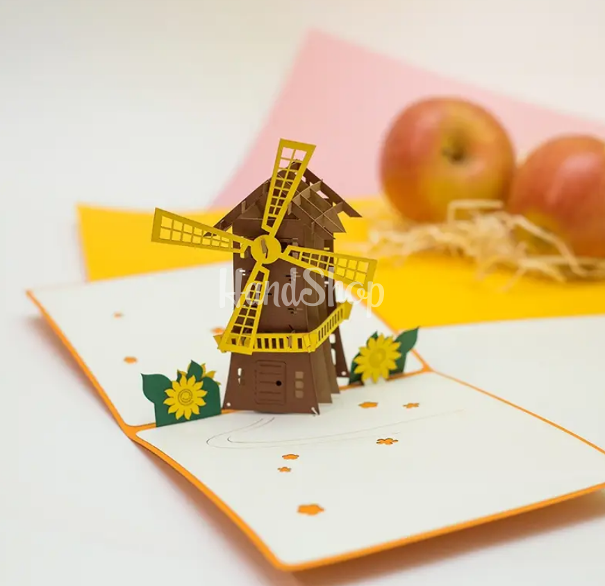 Авторская 3D открытка мельница Авторская 3D открытка мельница