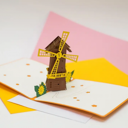 Авторская 3D открытка мельница