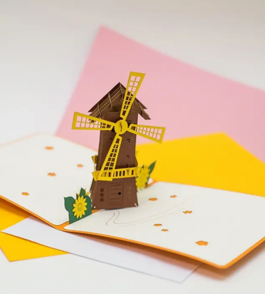 Авторская 3D открытка мельница