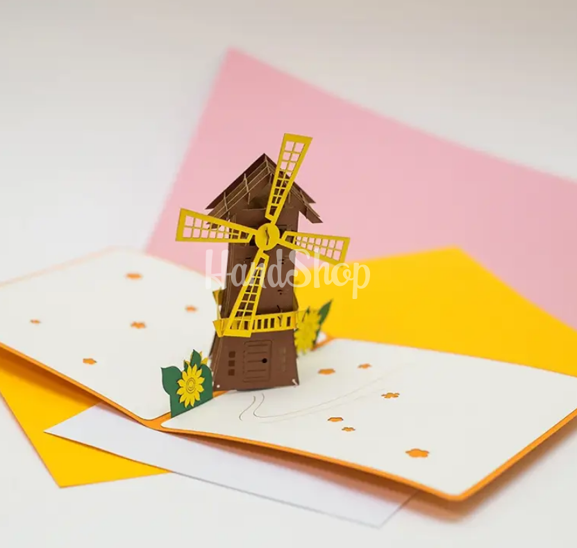 Авторская 3D открытка мельница Авторская 3D открытка мельница