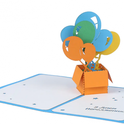 3d открытка с шариками з днем народження