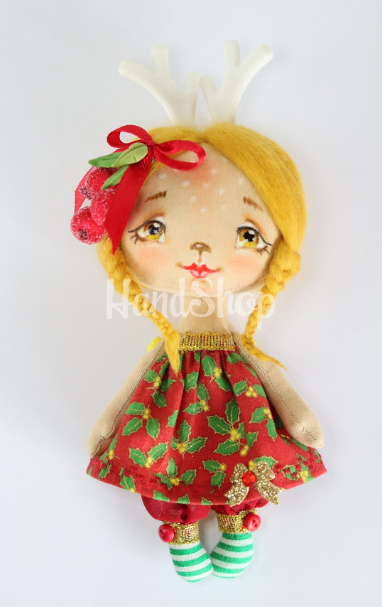 Інтер’єрна новорічна маленька лялька оленятко сувенір Інтер’єрна новорічна маленька лялька оленятко сувенір