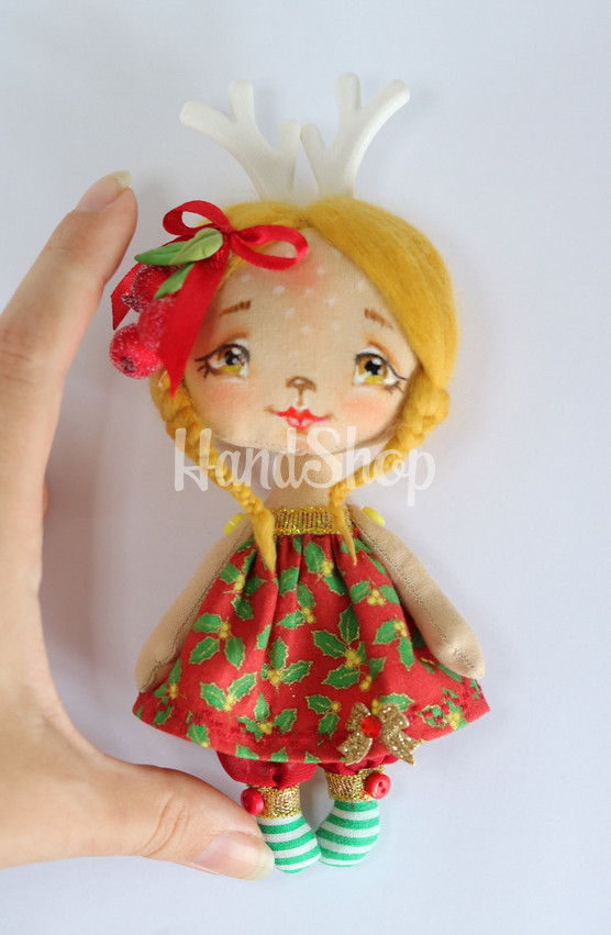 Інтер’єрна новорічна маленька лялька оленятко сувенір Інтер’єрна новорічна маленька лялька оленятко сувенір