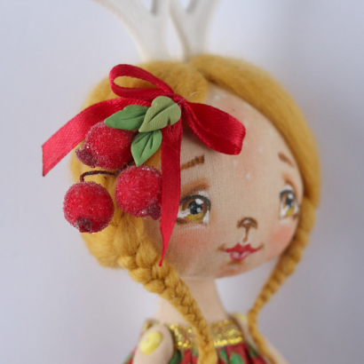 Інтер’єрна новорічна маленька лялька оленятко сувенір