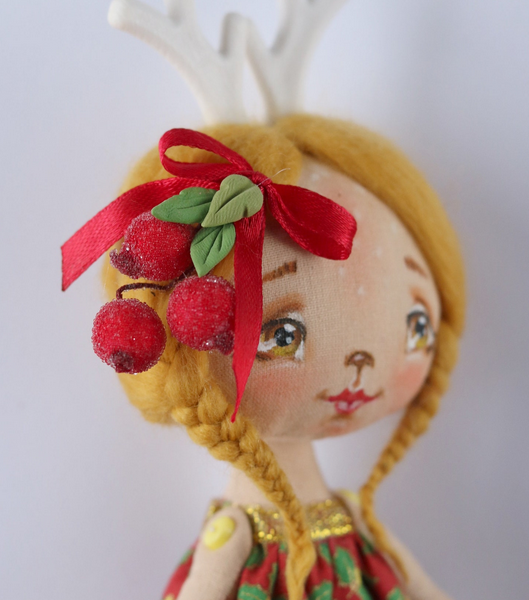 Інтер’єрна новорічна маленька лялька оленятко сувенір