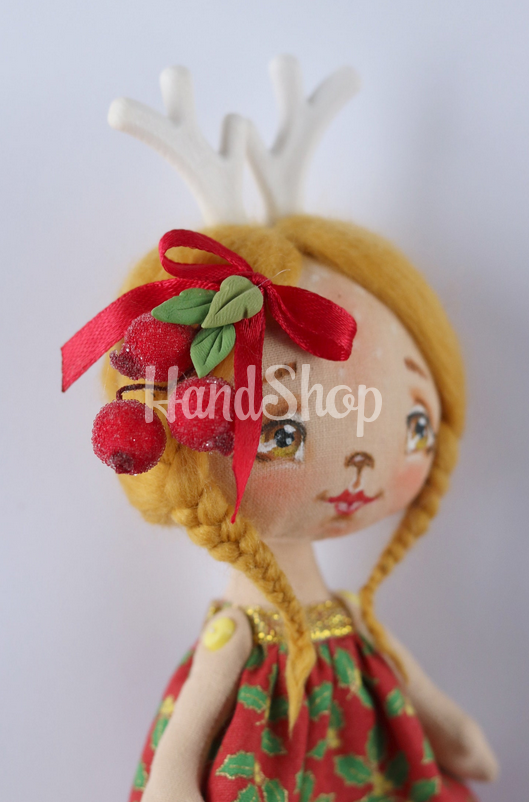 Інтер’єрна новорічна маленька лялька оленятко сувенір Інтер’єрна новорічна маленька лялька оленятко сувенір