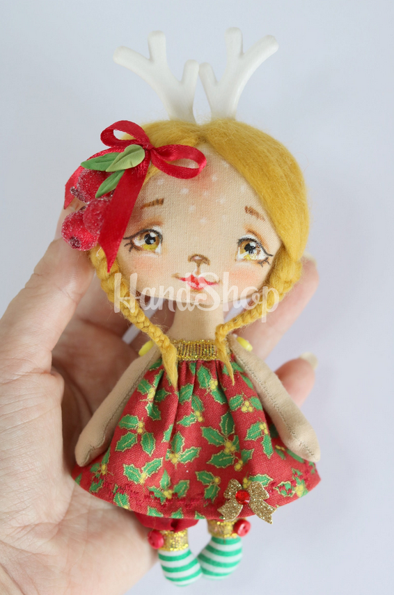 Інтер’єрна новорічна маленька лялька оленятко сувенір Інтер’єрна новорічна маленька лялька оленятко сувенір