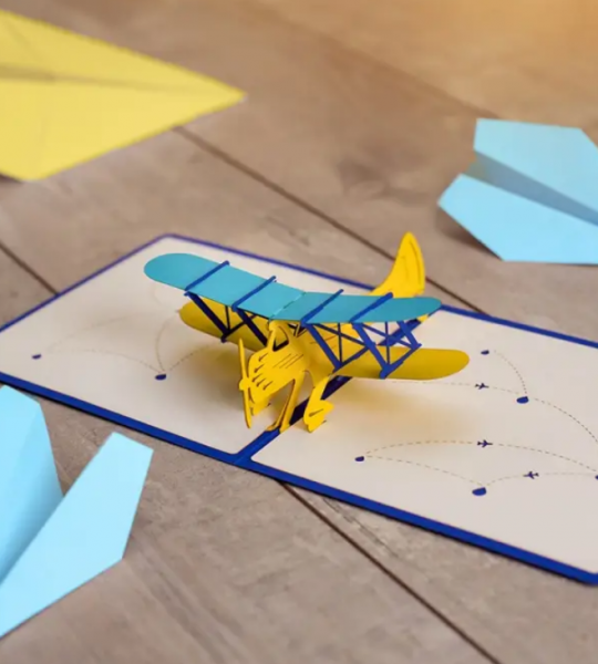 Авторская 3d открытка самолет в небе