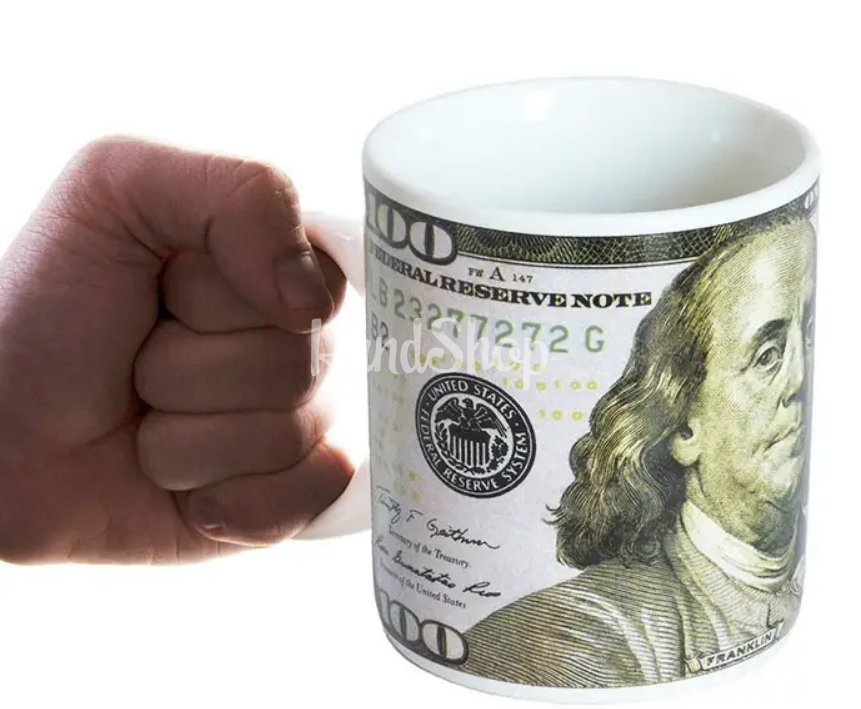 Оригінальна велика чоловіча чашка 100 $, кераміка 900 мл Оригінальна велика чоловіча чашка 100 $, кераміка 900 мл