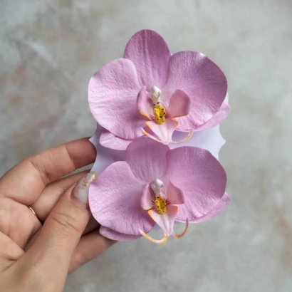 Резинки для волосся білі квіти орхідеї з фоамірану, пара