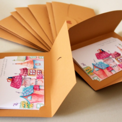 Открытка рисованная с домом на новоселье