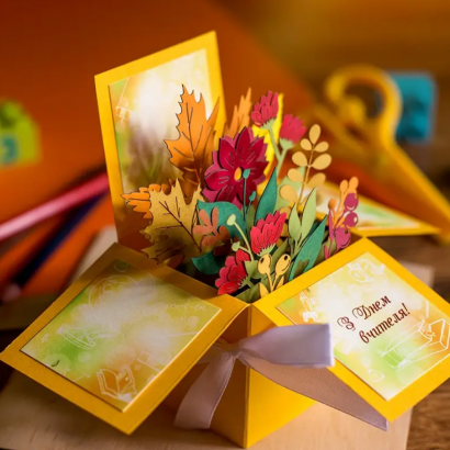 Цветочная открытка с днем учителя