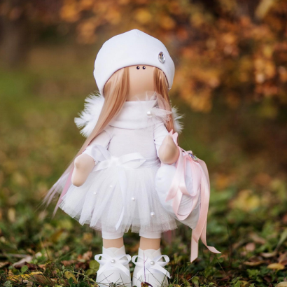 Лялька текстильна велика тільда янгол з крилами