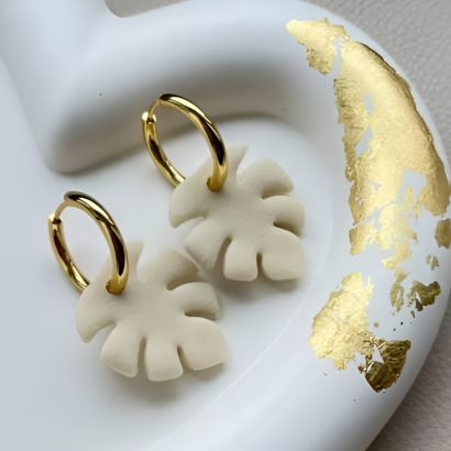 Жіночі літні сережки полімерна глина листочки монстери