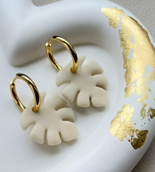 Жіночі літні сережки полімерна глина листочки монстери