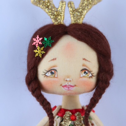 Текстильна новорічна маленька лялька оленятко сувенір 2026