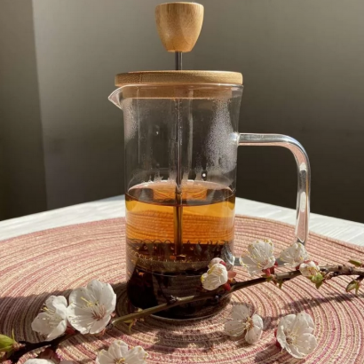 Скляний френч-прес для заварювання чаю та кави, бамбук