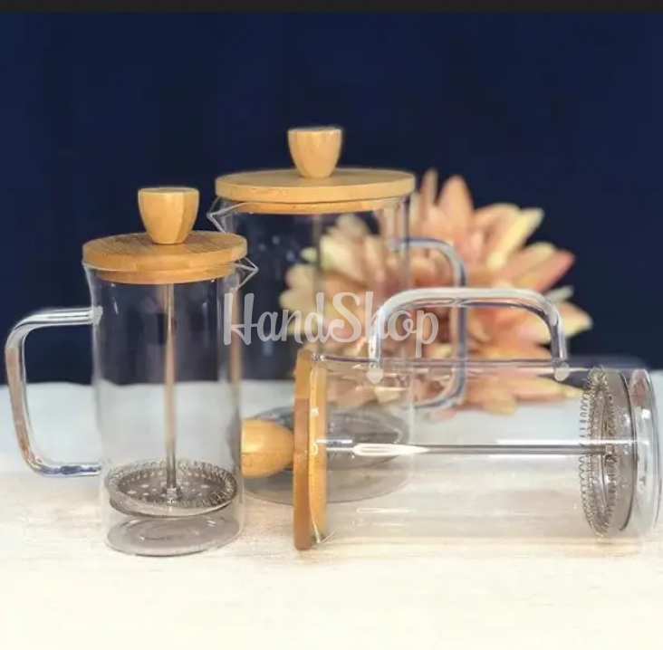 Скляний френч-прес для заварювання чаю та кави, бамбук Скляний френч-прес для заварювання чаю та кави, бамбук