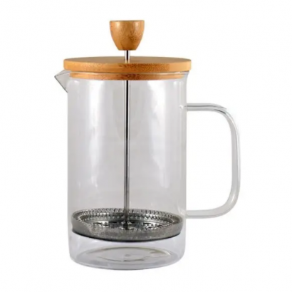 Скляний френч-прес для заварювання чаю та кави, бамбук