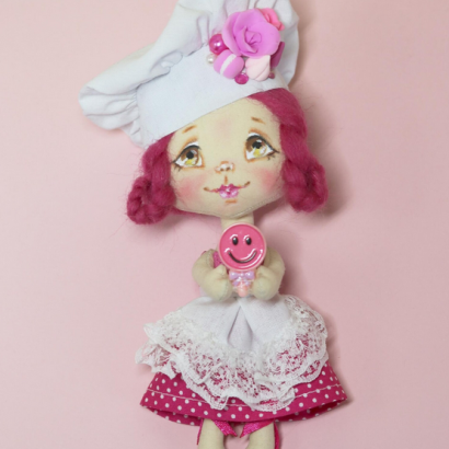 Сувенірна дитяча текстильна лялька кухар кондитер