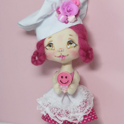 Сувенірна дитяча текстильна лялька кухар кондитер